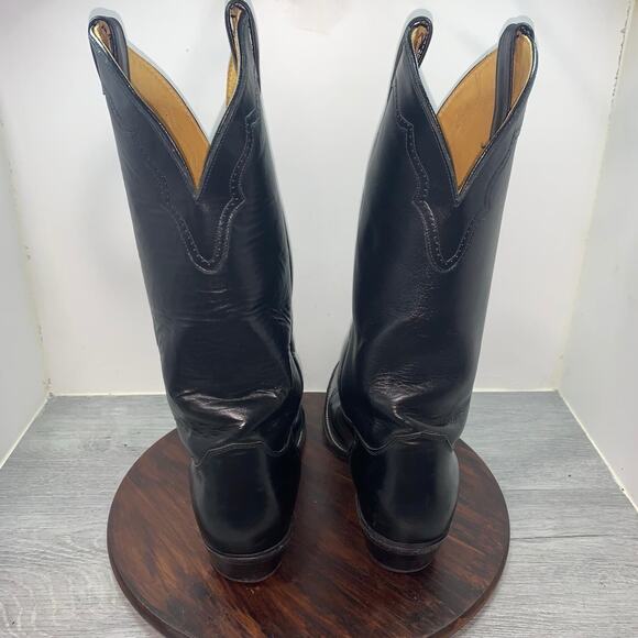 Justin Boots Men 10.5 D Black Fort Worth Texas Embroidery Leather Western Cowboy main image 13